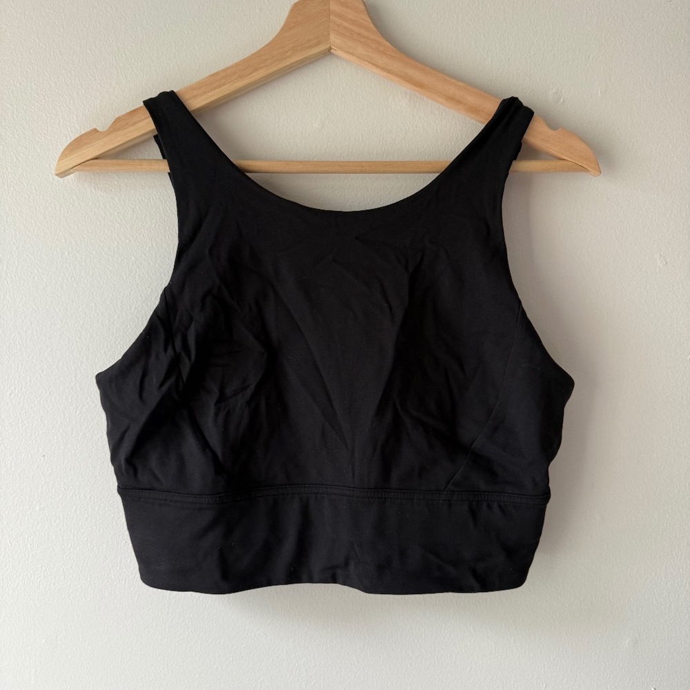 Lululemon High Neck Longline Sports Bra - Black, Size 10
